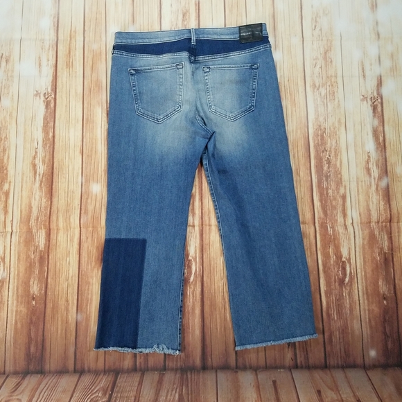 Vintage True Religion Jeans 33 Stovepipe Medium/Dark Wash Sand Blasted Raw Hem - Picture 11 of 14